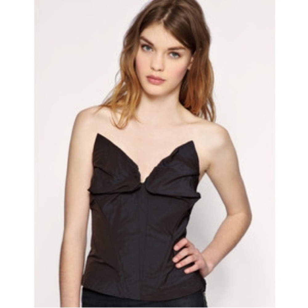 Vintage ALLSAINTS Viola Iridescent Corset Top in Black/Brown Size 8
